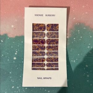 Burberry Nail Wraps with Purple and Gold Design
